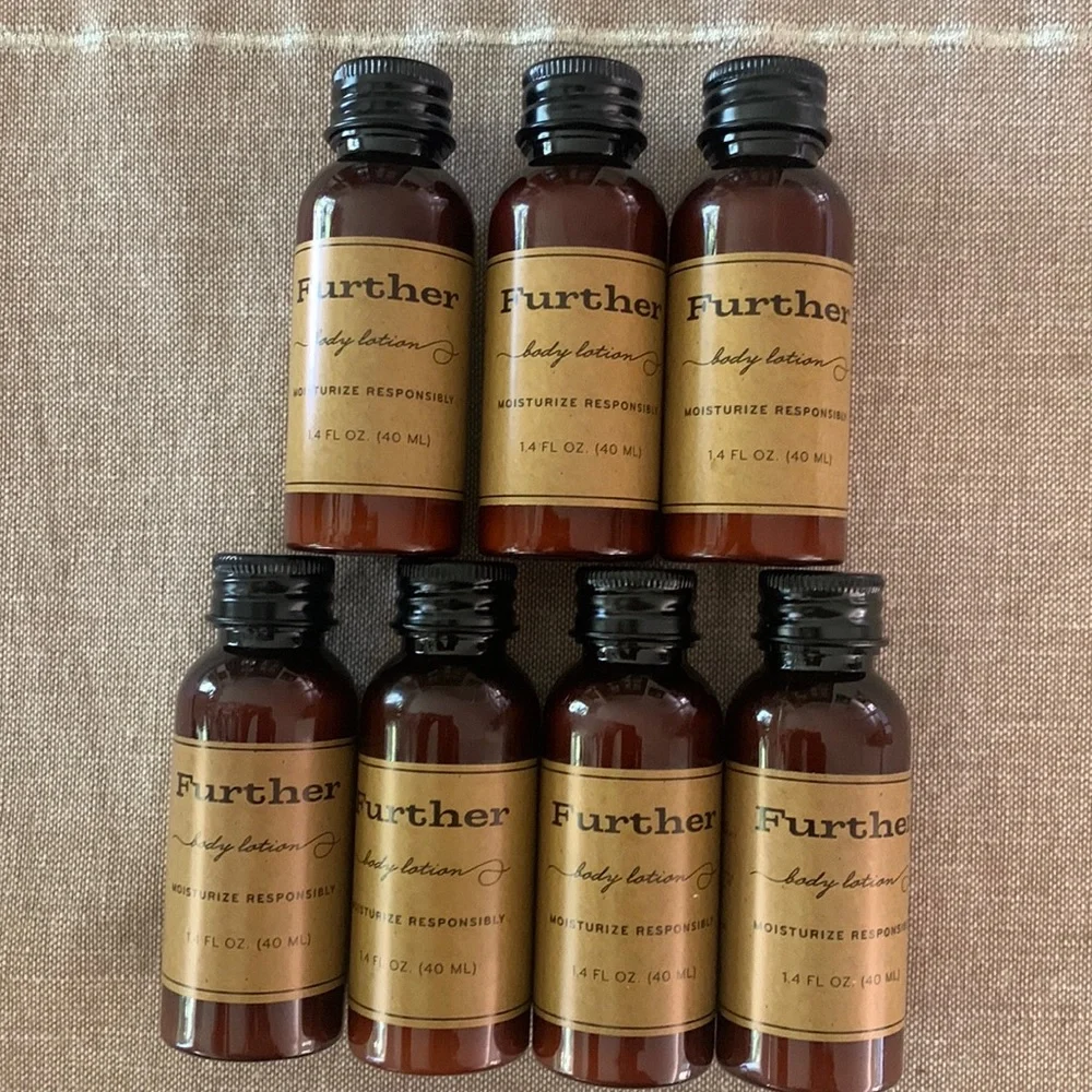 FURTHER Body Lotion Lot of 7 travel size bottles bergamot, olive oil, grasses